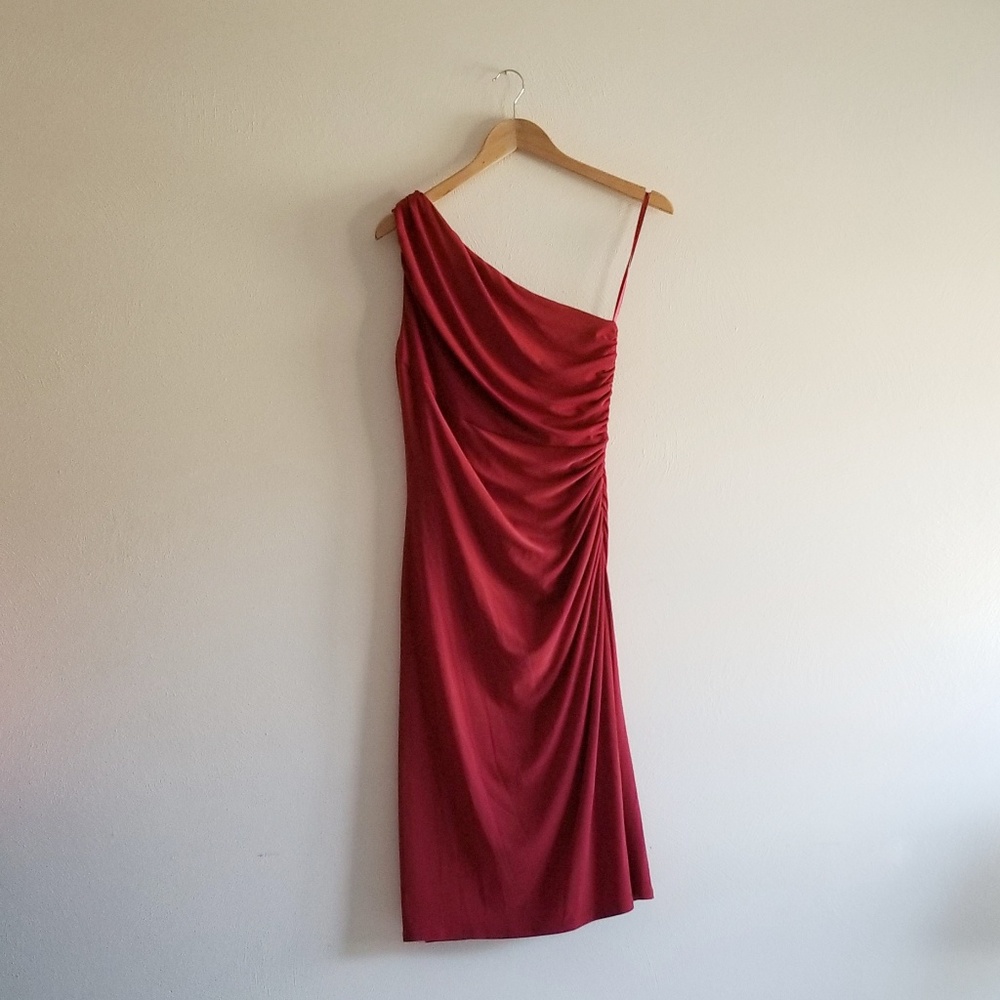 Deep Red One Shoulder Ralph Lauren dress